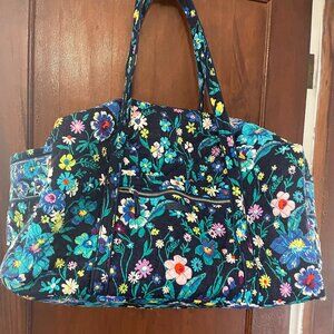 Vera Bradley Quilted Floral Weekender/Duffel Bag Navy Multicolor. Midnight Blues